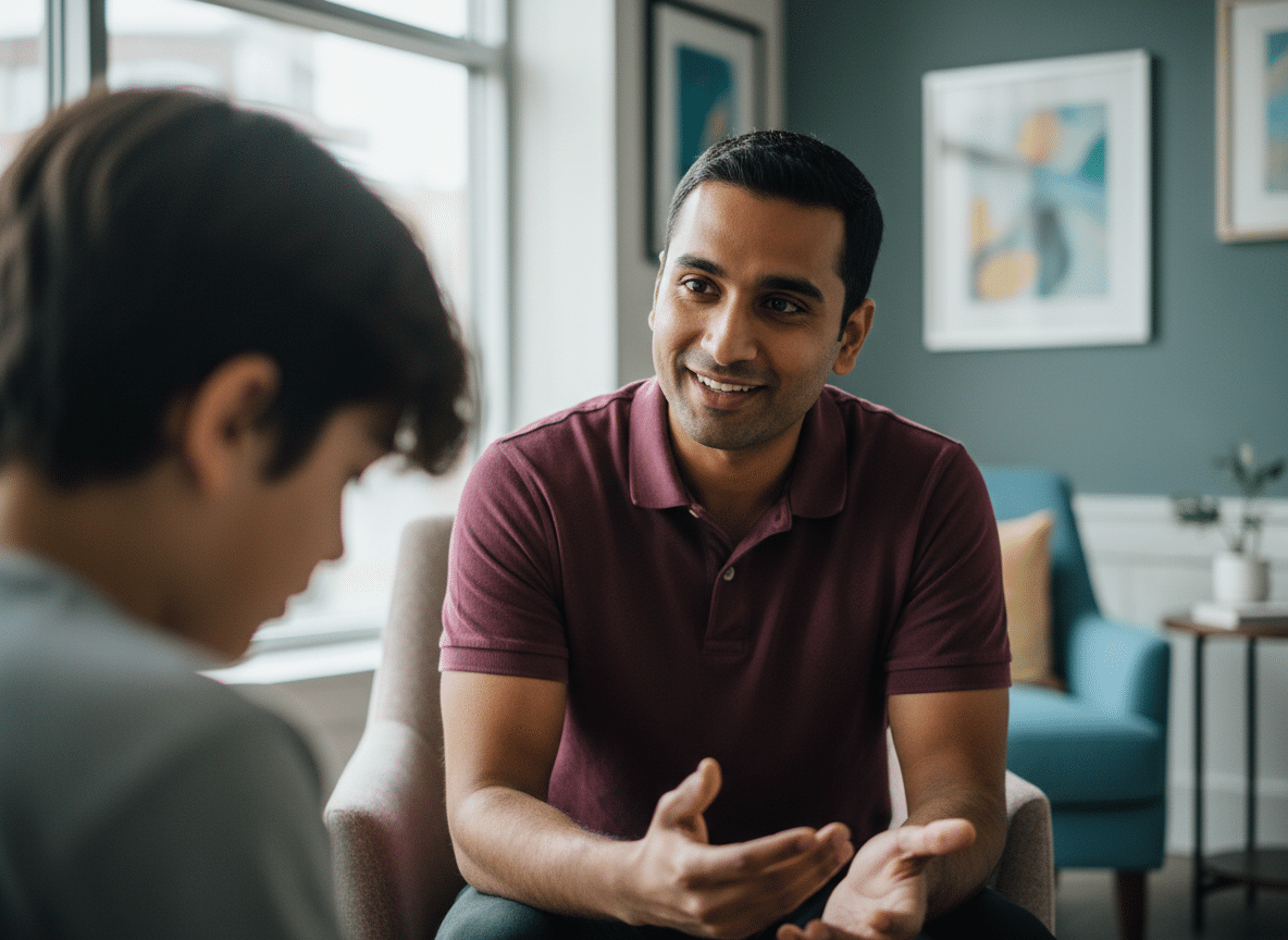 Therapy session with Hidayat Shah. Child Therapist & Psychologist in Cook County. Our team